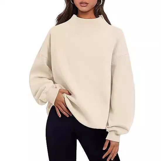 Women Autumn Winter Casual Fleece Shirt Women Thick Half Turtleneck Loose Sweatshirts Bella Mia