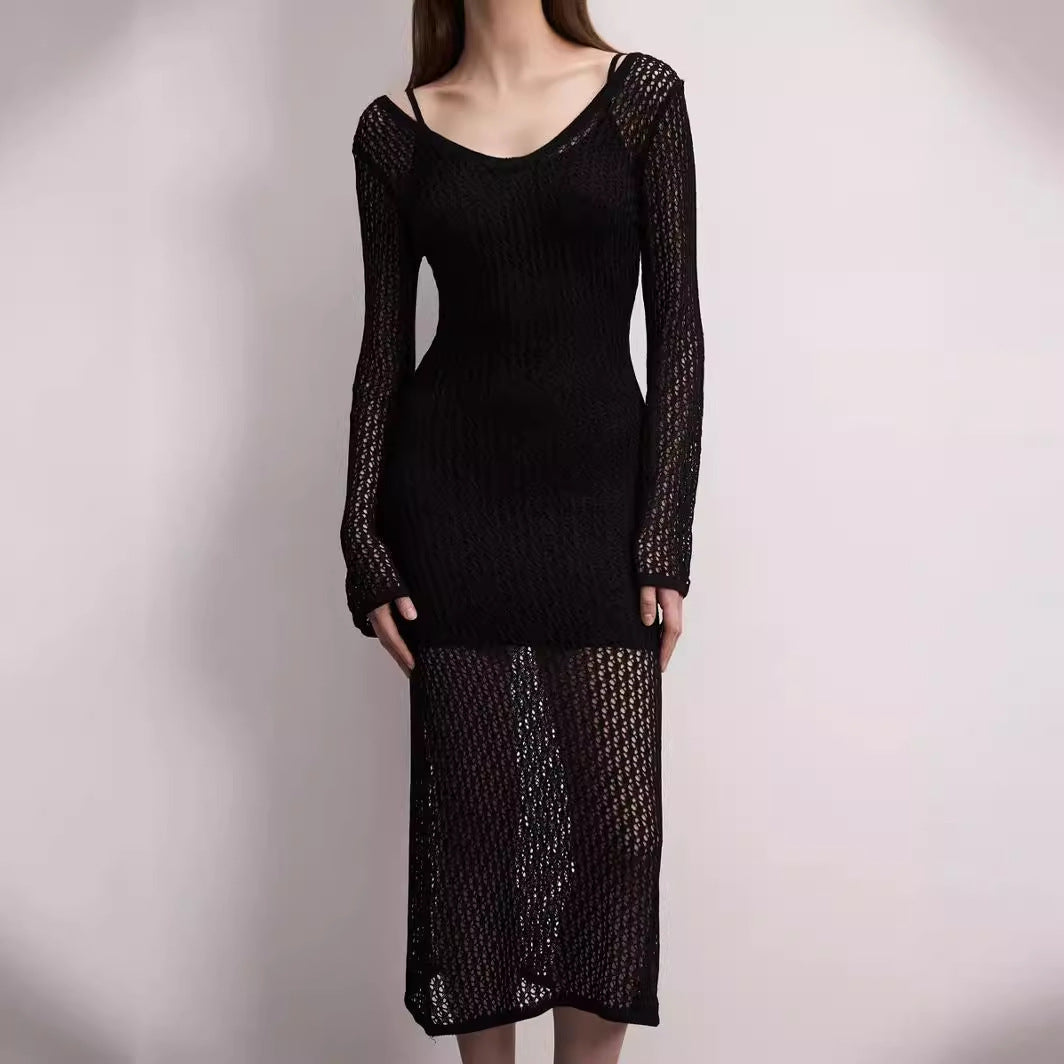 Summer Beach Dress Sexy Cutout See through Sun Protection by the Sea Beach Cover Up Knitted Dress Bella Mia