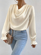 Women Clothing Ruffled Sleeve Satin Shirt Autumn Arrival Long Sleeve Satin Shirt Bella Mia