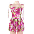 Summer Sleeveless Floral Print Straps Tulle Short Dress Bella Mia