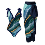 Swimsuit Multi Color Printed Sheath Gauze Skirt Anti-Exposure Two Piece Sun Protection Swimsuit for Women Bella Mia