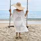 Women Clothing Solid Color Knitted Beach Knitted Sexy Long Sleeved Blouse Sun Protective Clothing Bella Mia