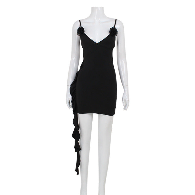Sexy Low Cut Sling Ribbon Hollow Out Cutout Backless Dress Flattering Hip Bella Mia