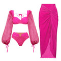 Hollow Out Cutout out Long Sleeve Two Piece Swimsuit Women High Waist Bikini Bella Mia