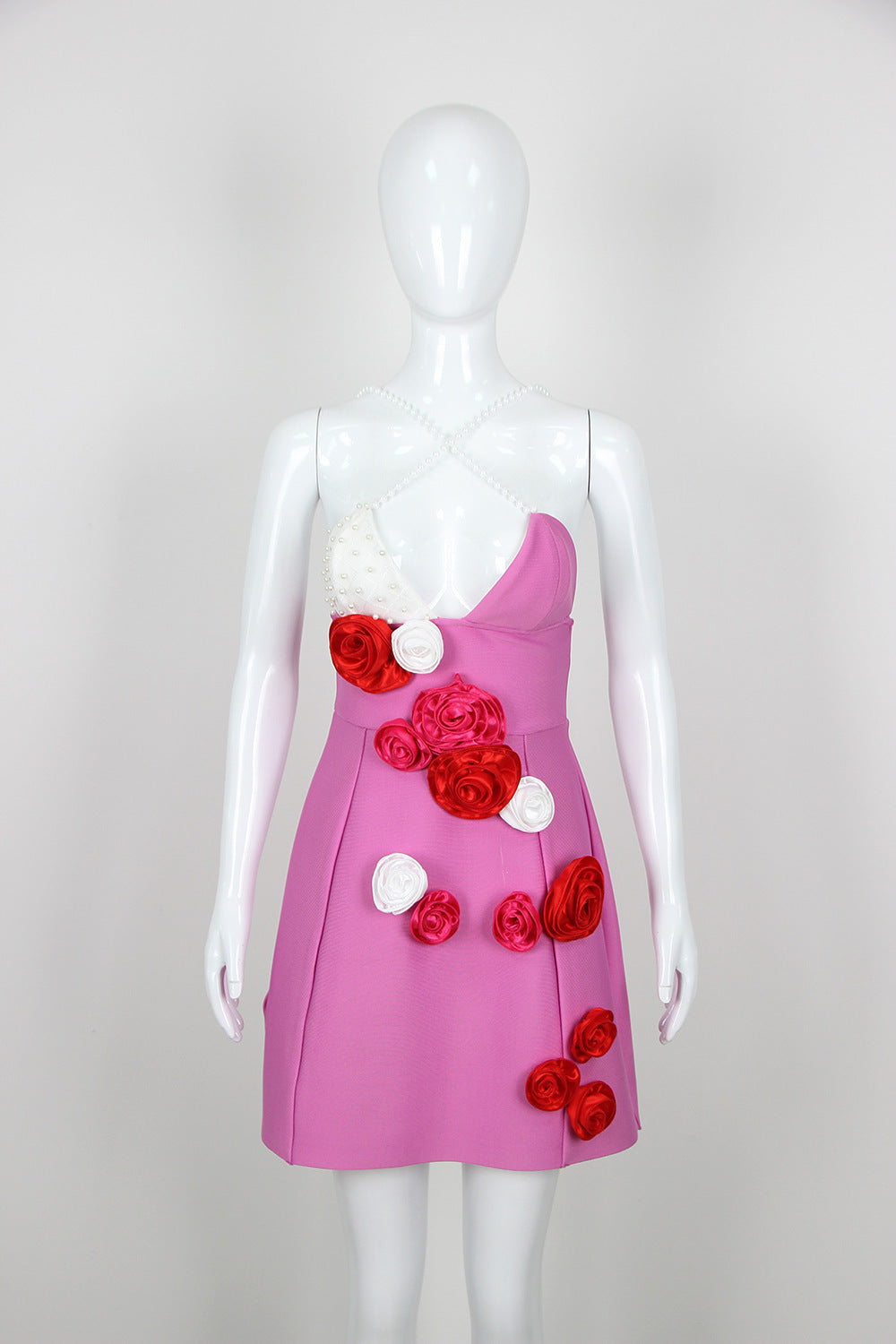 Autumn Winter Pearl Suspender Slimming Floral Bandage One Piece Dress Sexy Short Bandage Dress for Women Bella Mia