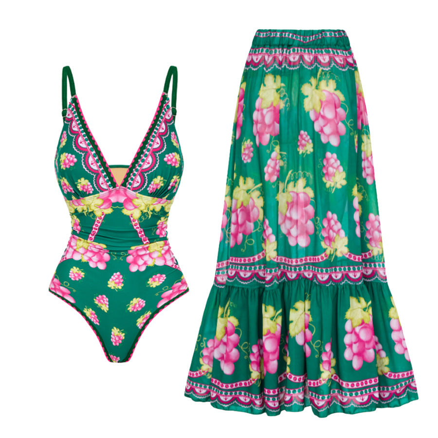 Ruffled One Piece Swimsuit Vacation Women Bella Mia