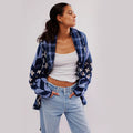 Autumn Winter Knitwear Abstract Printing Collared Loose Long Sleeve Knitted Sweater for Women Bella Mia