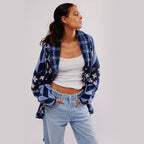 Autumn Winter Knitwear Abstract Printing Collared Loose Long Sleeve Knitted Sweater for Women Bella Mia
