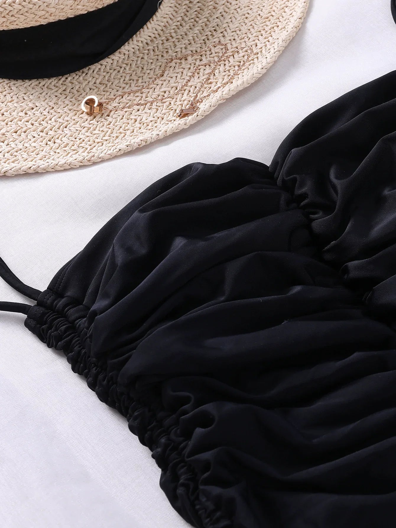 European and American Foreign Trade Slimming Strap Showing Chest Pad Solid Tube Top One-Piece Swimsuit Women's Temperament Beach Sexy Swimming Suit LUXLIFE BRANDS