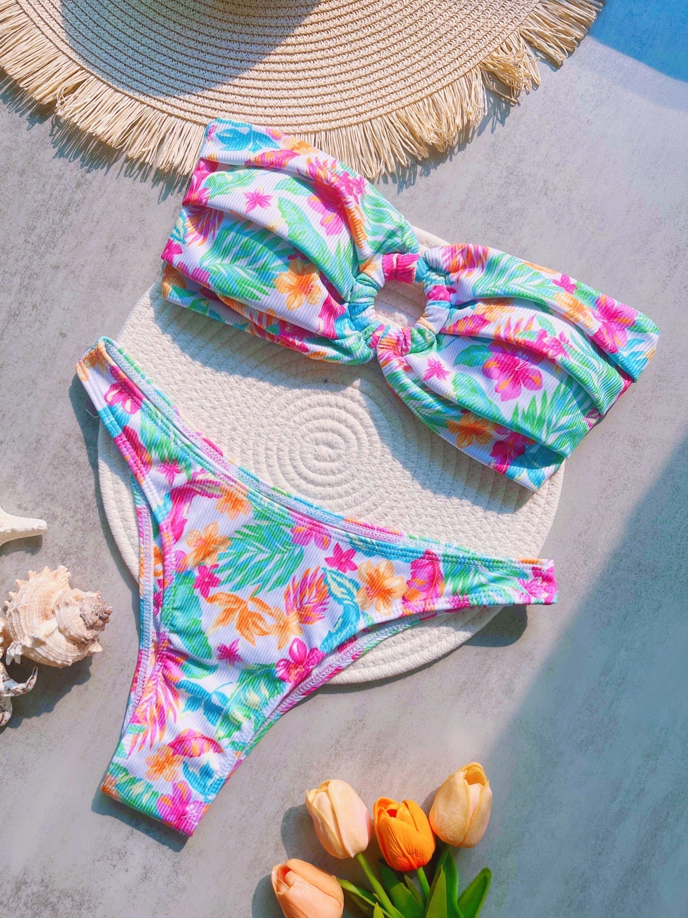 Swimwear Bikini Sunken Stripe Printed Sexy Split Swimsuit Bikini Bella Mia