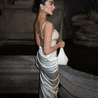 Summer European, French Silk Dress Sexy Lace Corset Backless Oblique Pattern Suspender Bella Mia