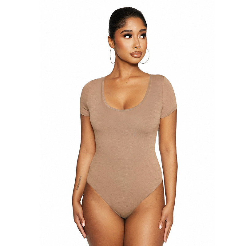 Fall Trendy Women Clothing Sexy Slim Fit Rayon U Neck Long Sleeved Adult Bodysuit Bella Mia