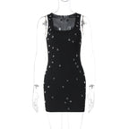 Women Clothing Summer Personality Slim Fit Slimming Beaded Sleeveless Sheath Dress Bella Mia