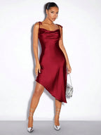 Satin Sling Dress Spring Summer Evening Dress Satin Sexy Women Clothing Bella Mia