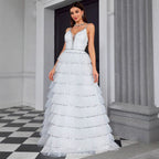 Suspender V neck Evening Dress Tube Top Dress Layered Women Dress Bella Mia