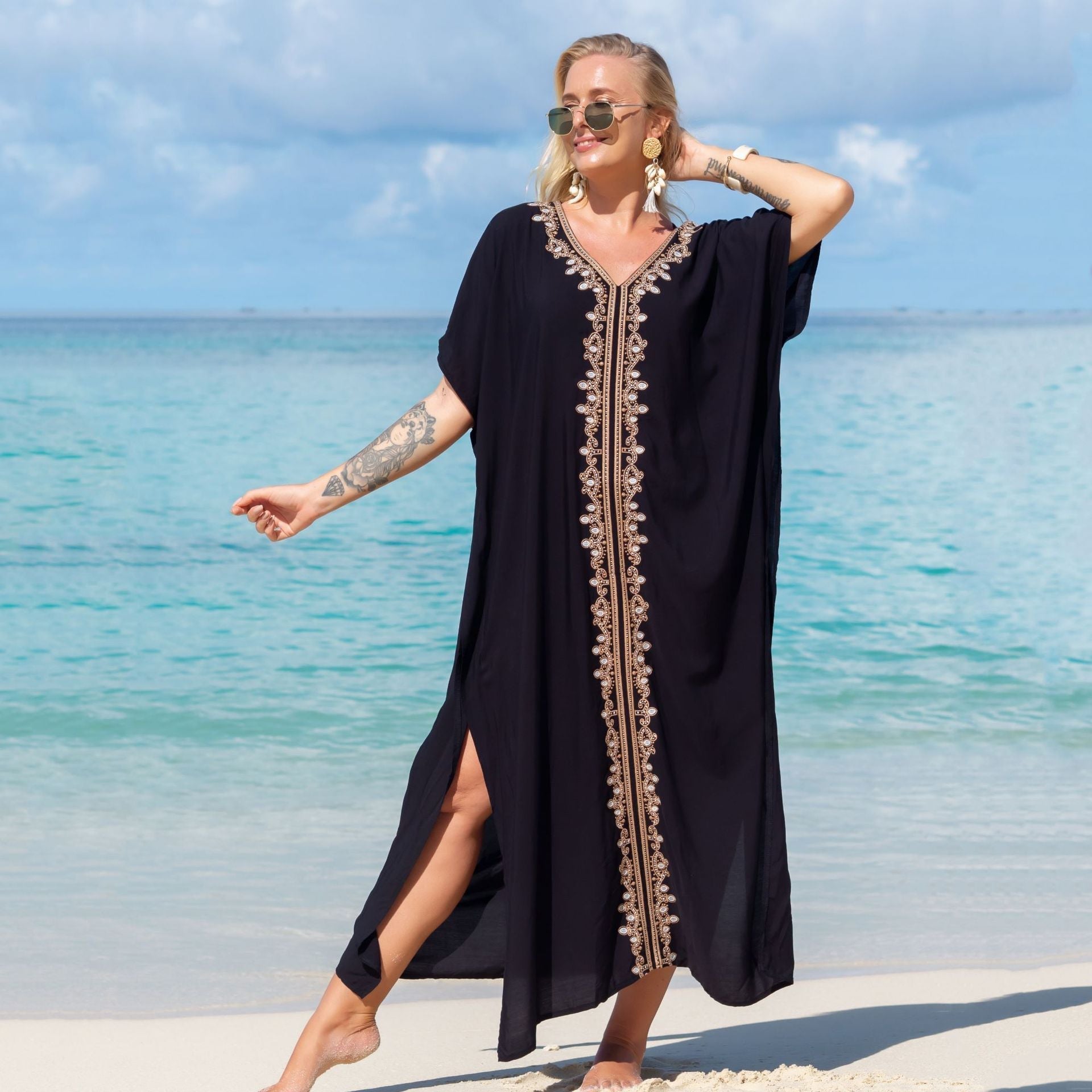 Rayon Eyelet Embroidered Robe Vacation Casual Beach Bikini Cover Bella Mia