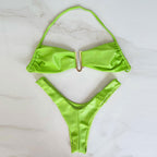 Fresh Solid Color High Slit Low Waist Bikini Sexy Split Swimsuit Women Bikini Bella Mia