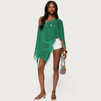 Summer Sexy Hollow Out Cutout out Sexy Diagonal Collar Inverness Irregular Asymmetric Design Knitted Blouse Bella Mia