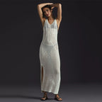 Knitted Beach Cover-up Sexy Hollow Out Cutout Split Vacation Skirt Dress Bikini Cover Bella Mia