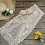Bikini Half Length Tulle Skirt Tassel Three Piece Set Sexy Split Swimsuit Beach Bella Mia