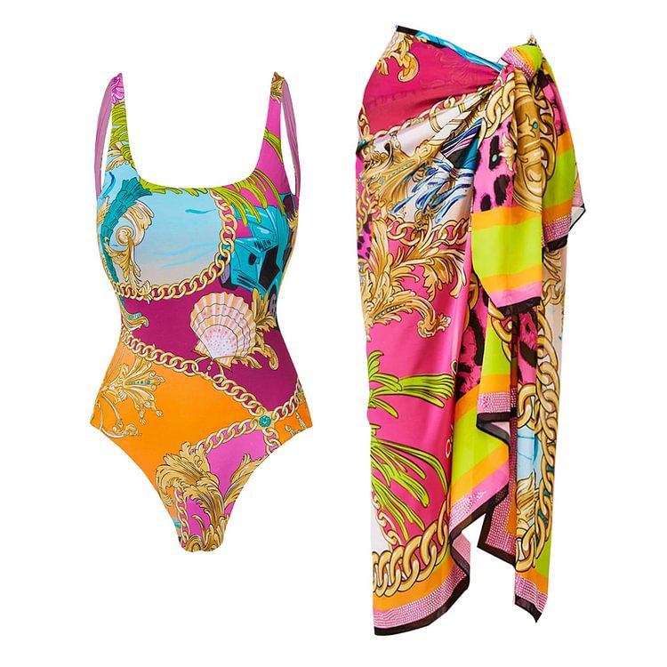 Swimsuit Printed Contrast Color One Piece Swimsuit Sets Advanced Slimming Bella Mia