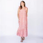 Summer Women Clothing Pattern Printing Thin Belt Loose Maxi Dress Office Bella Mia