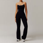 Nude Feel Cross Beauty Back Yoga Jumpsuit Pleated Slightly Pull Running Sports Fitness Horn Jumpsuit Bella Mia