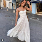 Summer Women Clothing Laminated Decoration Poplin Sleeveless Sling Dress Slimming Bella Mia