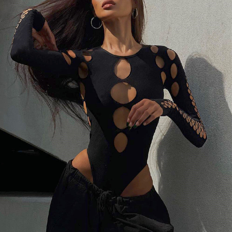 Autumn Women Clothes Sexy Sexy Hollow Out Cutout Slim Figure Flattering Jumpsuit Bella Mia