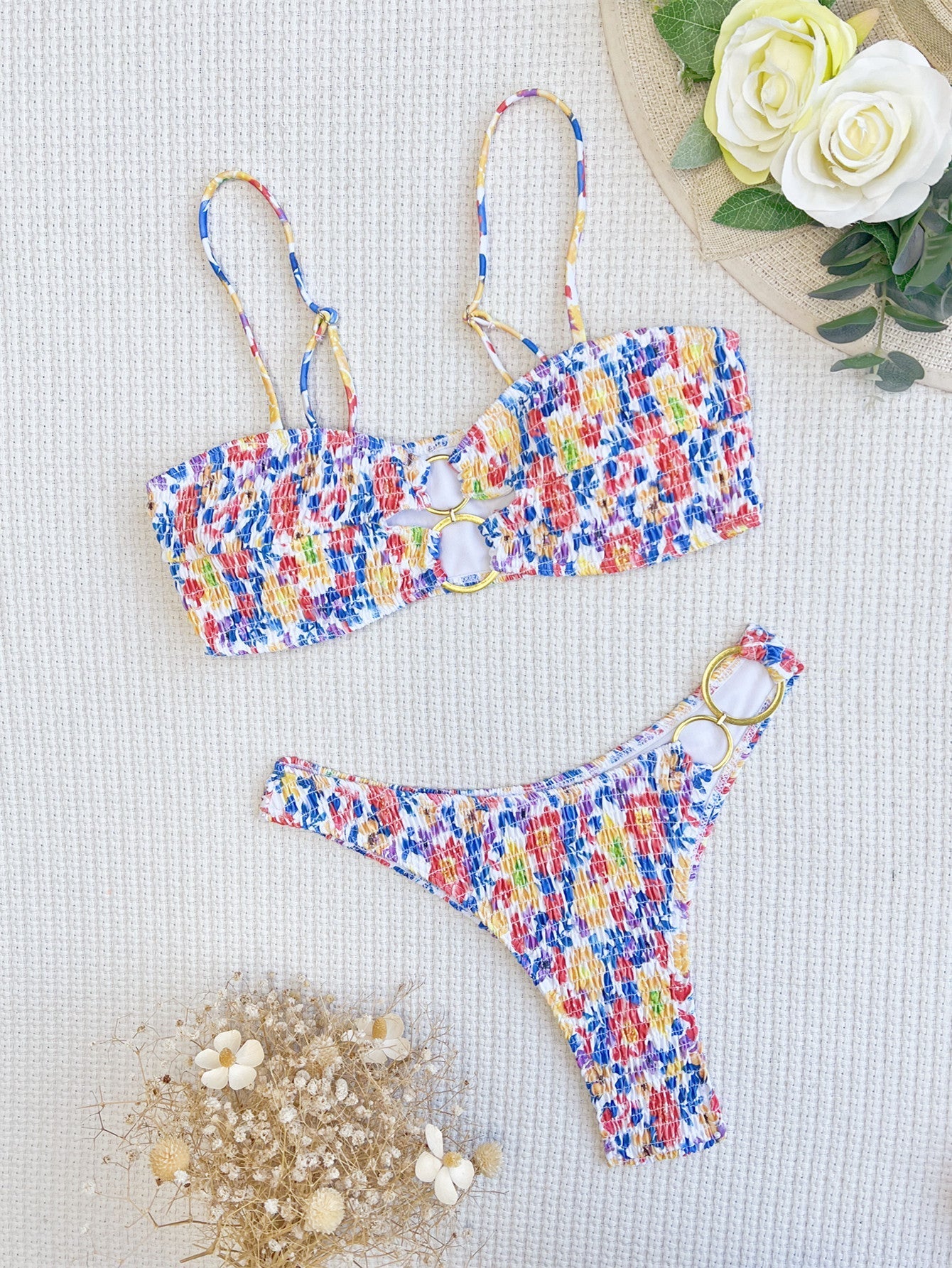 Bikini Open Back Swimsuit Floral Swimsuit Women Tie Dye Swimsuit Sexy Bella Mia