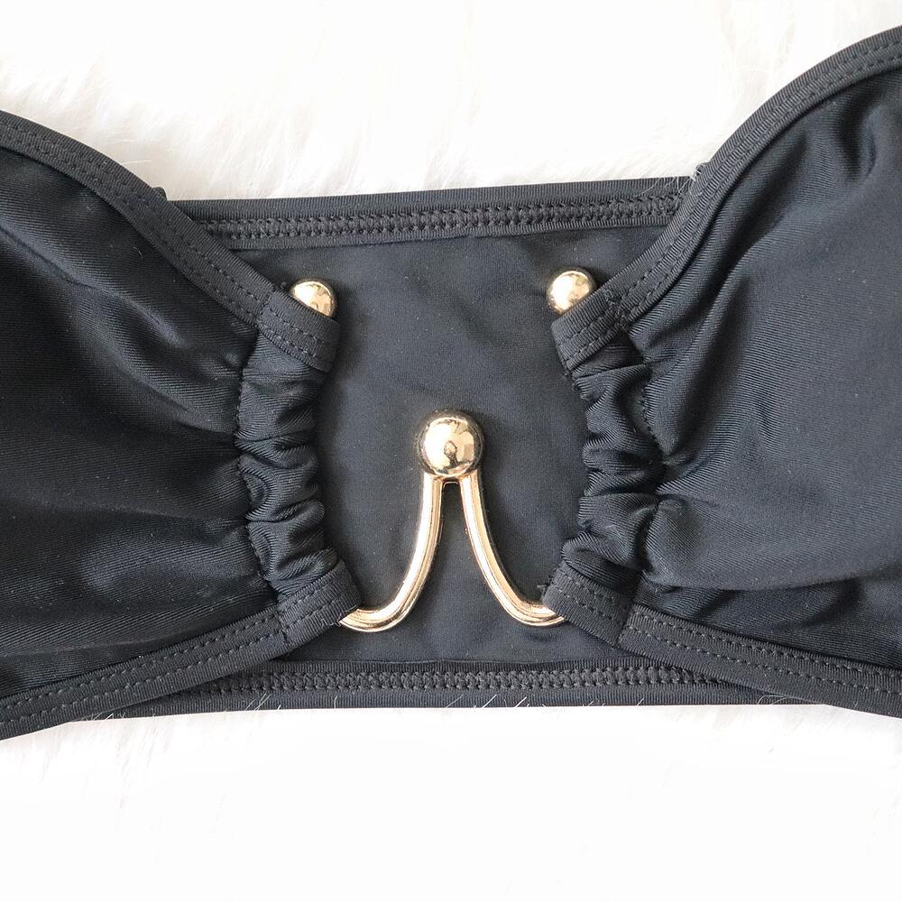 New Sexy Bikini Metal Accessories Hollow-out Swimsuit Solid Color Tube-Top Women Swimwear Bella Mia