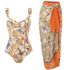 Women Flying Edge One Piece Women Swimwear Retro Cover Belly Slimming Swimsuit Chiffon Beach Dress Bella Mia