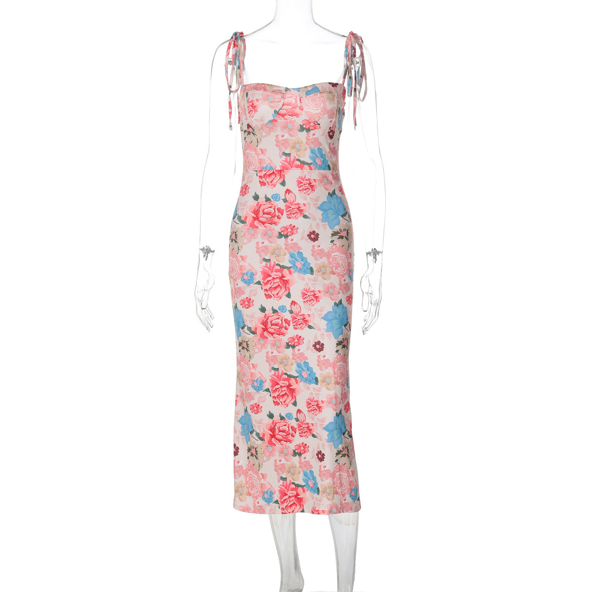 Women Wear Summer Printing Sexy Backless Lace up Dress Bella Mia