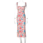 Women Wear Summer Printing Sexy Backless Lace up Dress Bella Mia