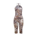 Summer Women Sexy Halter Printed Backless High Slimming Waist Jumpsuit Bella Mia