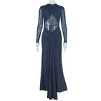 Elegant Simple Women Clothing Sexy Slim Hip Micro Transparent One Step Solid Color Pleated Wrapped Chest Length Dress Bella Mia