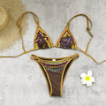 Snake Print Three Point Bikini Sexy Backless Strap Split Swimsuit Women Bikini