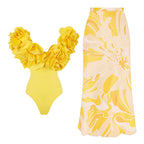 Three Dimensional Floral One Piece Swimsuit Women Beach Vacation Suit Skirt Swimsuit Bella Mia