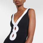 Black White Simple Hollow Out Cutout Out Swimsuit Women Skirt Set Bella Mia