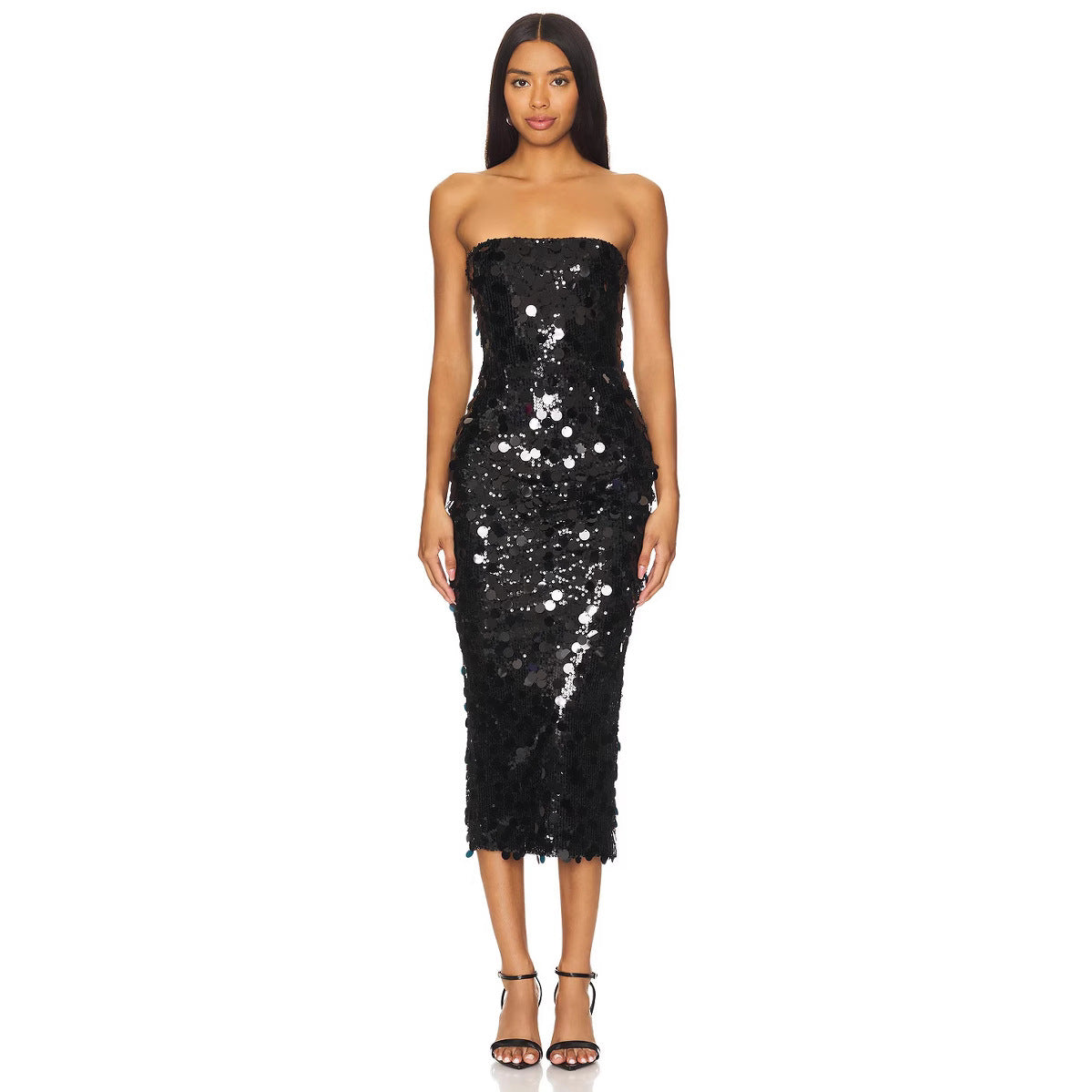Women Clothing Sexy Tube Top Backless Sequ Dress Sexy Party Party Split Evening Dress Bella Mia