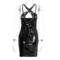 Metallic Coated Fabric Women Clothing Autumn Cutout Camisole Backless Faux Leather Dress Women Dress Bella Mia