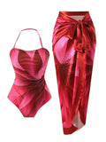 Conservative Swimsuit Digital Printed Belly Covered Halter Gauze Swimsuit for Women Bella Mia