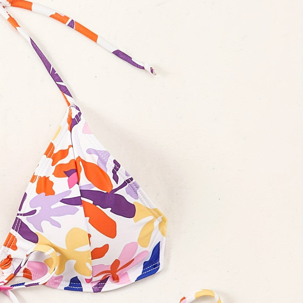 Women Clothing Big Floral Print Halter Sexy Push up Swimsuit Women Bikini Bella Mia