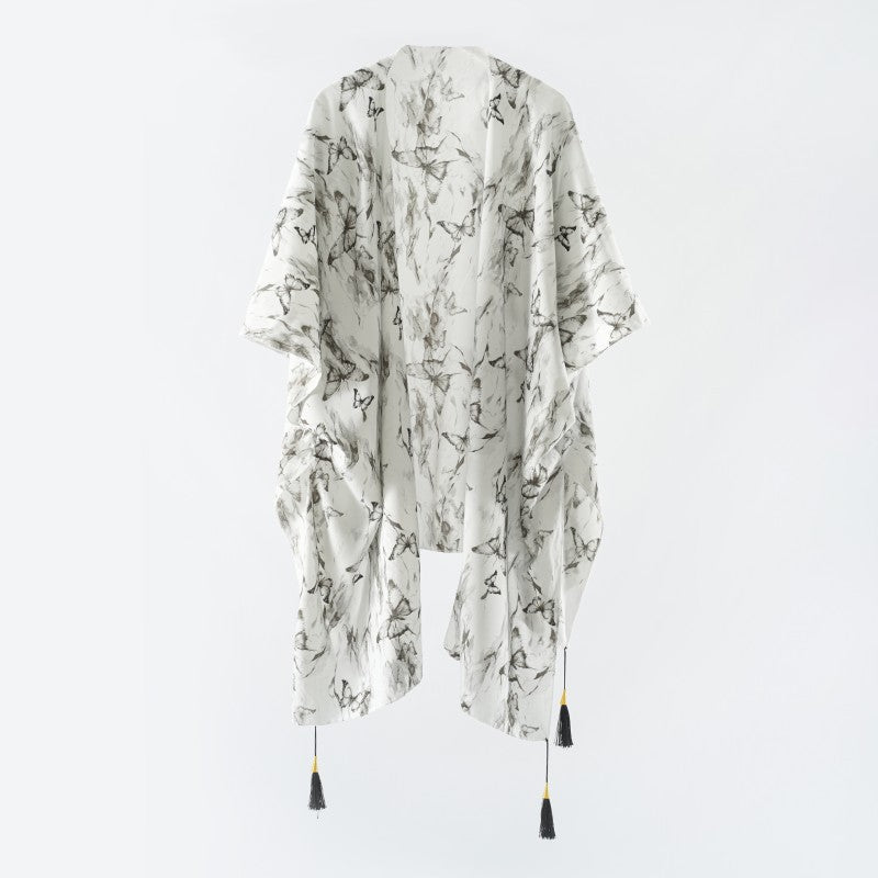 Outer Tower Women Spring Summer Blouse Sun Proof All Matching Tassel Shawl Simple Travel Beach Photo Bella Mia