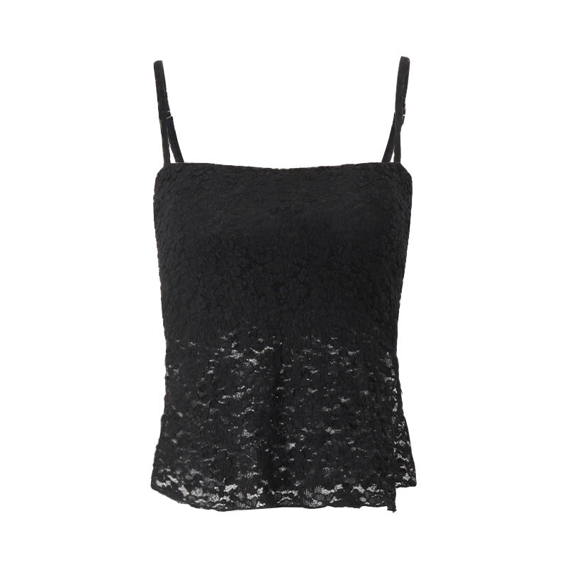 Women Clothing Summer Sexy Slim Lace Backless Solid Color Camisole Bella Mia