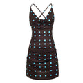 Women Clothing Sexy Polka Dot Swing Collar Cross Strap Backless Dress Retro Dress
