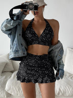 Swimsuit Women Split Three Piece Floral Internet Celebrity Cami Dress Bikini Bella Mia
