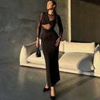 Autumn Winter Personalized Sexy Slim Long Sleeve Hollow Out Cutout Dress Women Clothing Bella Mia