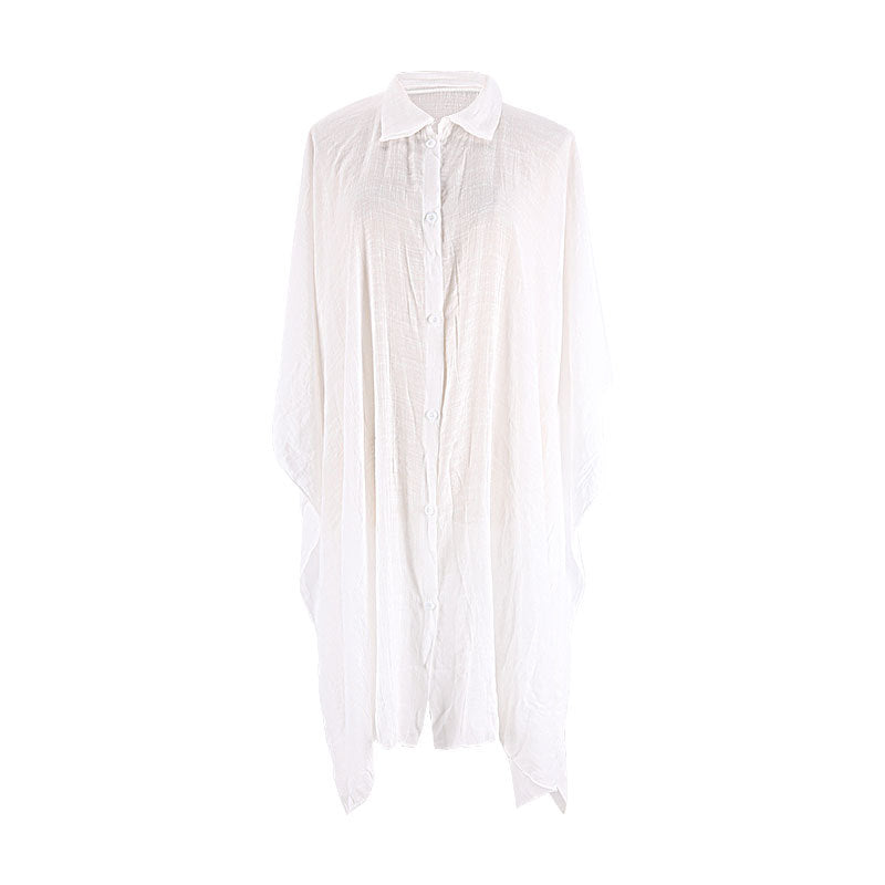 Bamboo Cotton Shirt Loose Beach Cardigan Vacation Sun Protection Clothing Beach Cover Up Swimsuit Outwear Cardigan Bella Mia
