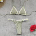 Low Waist Three Point Bikini Mini Sexy Lace up Backless Split Swimsuit Women Bikini